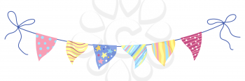 Illustration of Happy Birthday flags garland. Party invitation. Celebration or holiday item.