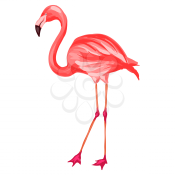 Stylized illustration of flamingo. Image for design and decoration. Object or icon in hand drawn style.