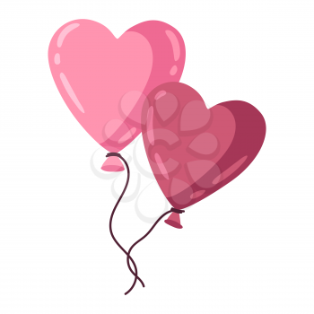 Happy Valentine Day illustration of balloons hearts. Holiday romantic image and love symbol.