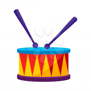 Illustration of carnival drum. Instrument for parties, traditional holiday or festival.