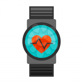 Icon of heart rate monitor. Stylized sport equipment illustration. For training and competition design.