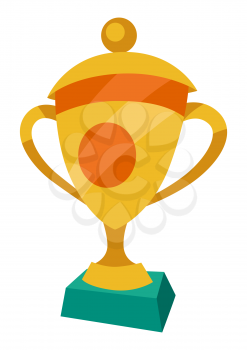 Icon of prise cup. Stylized sport equipment illustration. For training and competition design.