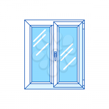 Illustration double glazed window. PVC plastic profile. Image for businesses and construction industry.