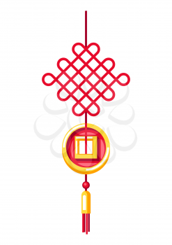 Illustration of Chinese hanging talisman. Asian tradition New Year symbol. Talisman and holiday decoration.