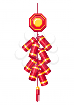 Illustration of Chinese fireworks. Asian tradition New Year symbol. Talisman and holiday decoration.