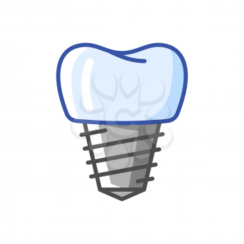 Illustration of dental implant. Dentistry and health care icon. Stomatology and medical item.
