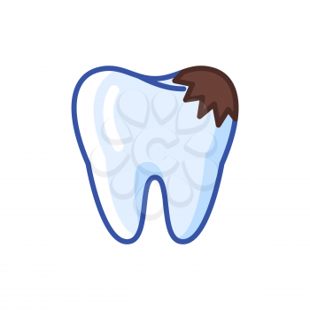 Illustration of tooth decay. Dentistry and health care icon. Stomatology and medical item.