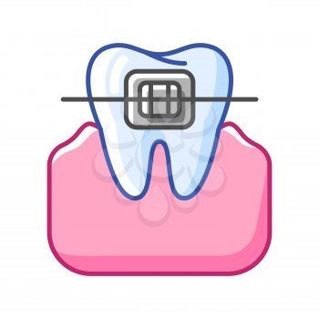 Illustration of dental braces. Dentistry and health care icon. Stomatology and medical item.