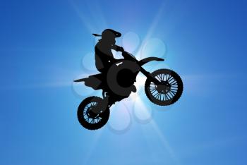 Moto racer in sunny sky. Element of sport design.