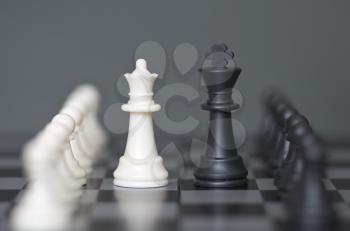 Chess game monochrome conceptual scene.