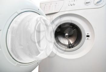 Washing machine on white background. Element of design.