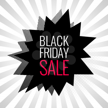 Black Friday sale banner. Comic bubbles with halftone shadows. Vector illustration.