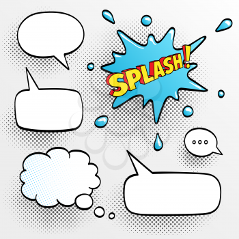 Set of speech comic bubbles. Comic sound effect. Vector illustration.