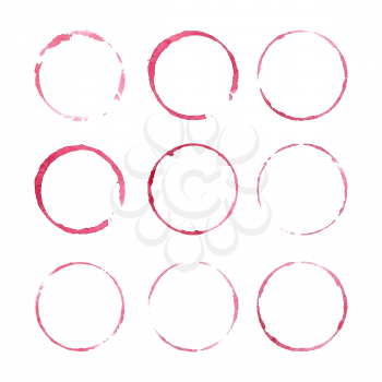 Red wine stains. Design elements isolated on white. Abstract watercolor background. 