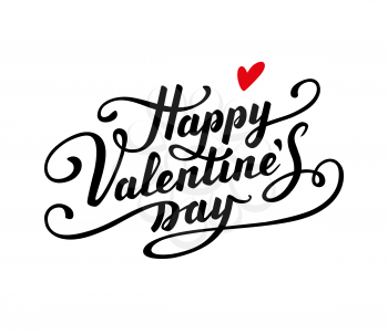 Happy Valentine s Day text. Calligraphic Lettering. Greeting card template.
