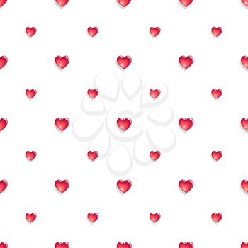 Seamless pattern with 3d hearts. Valentine's day background. Vector illustration.