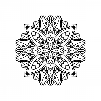 Mandala. Ethnic line pattern isolated on white background. Oriental decorative element. Boho style vector illustration. Hand drawn ornament.