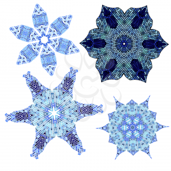 set of Lace  blue floral colorful ethnic ornament kaleidoscope