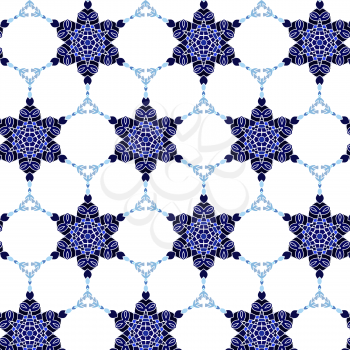 Lace blue floral colorful ethnic ornament seamless pattern