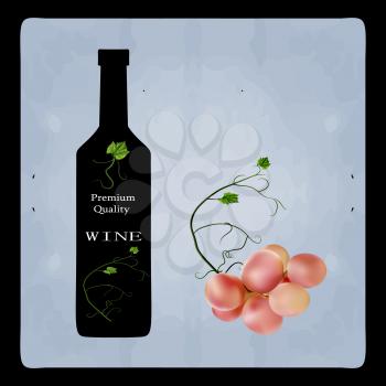 Fresh bunch of grapes purple pink on white background. Manufacturer of fresh juices and wine. Health and parties. Logo.