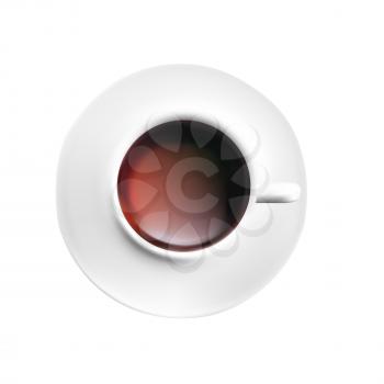 White porcelain Cup of black coffee on white background