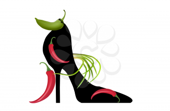Black elegant high-heeled shoes. The art and fantasy of high fashion.