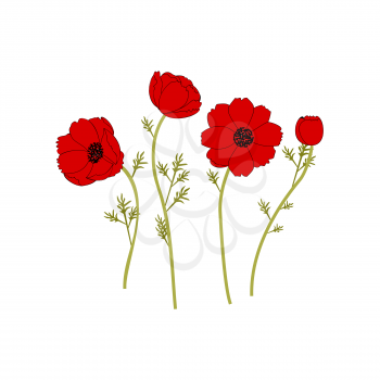 Gentle floral background with red poppies. Patterns for textiles. floral background.