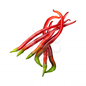 Realistic image of Mexican red hot chili pepper on white background