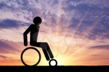 Disabled person in a wheelchair icon man. Concept of disability