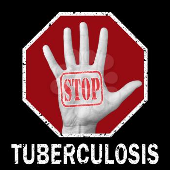 Stop tuberculosis conceptual illustration. Open hand with the text stop tuberculosis. Global social problem