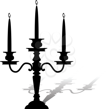 Silhouette of a graceful candelabrum with burning candles.