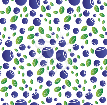 Beautiful seamless pattern with blueberries and leaves.