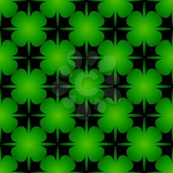 The beautiful seamless bright green background with stylized clover leaves.