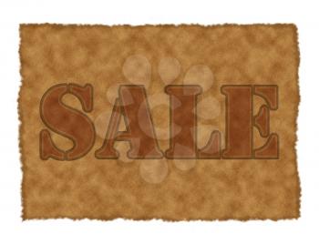 Banner of brown suede with the inscription sale.