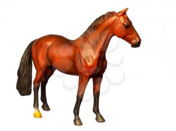 A beautiful collectible figure of a standing horse. Isolated on white.