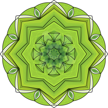 Green eight-pointed mandala. There is an option in the vector.