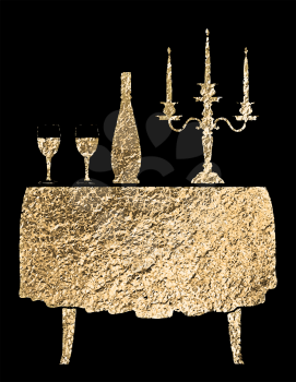 Golden restaurant table. There is an option in the vector.