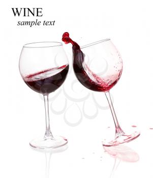 Set of glasses with red wine  (with sample text)
