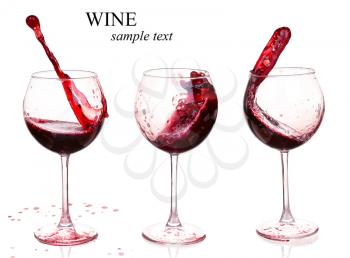 Set of glasses with red wine  (with sample text)