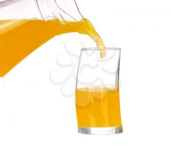 orange juice pouring into glass