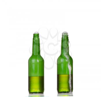 two bottles of beer isolated on white