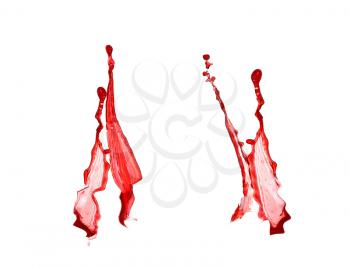 collage Red wine splashes isolated on white background