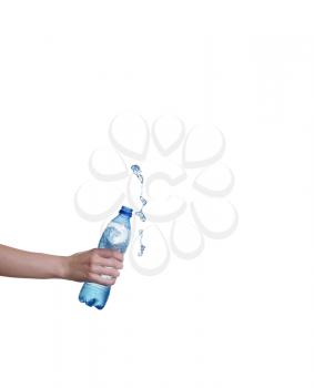 Water Bottle with Water Splash in Hand