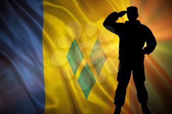 Flag with original proportions. Closeup of grunge flag of Saint Vincent and the Grenadines