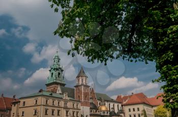 Historic city of Krakow in Poland. Beautiful old Wawel Castle in Krakow. Cultural heritage. 24 April 2018