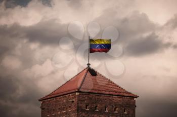Flag with original proportions. Closeup of grunge flag of Venezuela