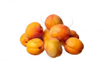 Fresh apricots isolated on white background. idea and concept of a balanced diet and vitamins not from a can