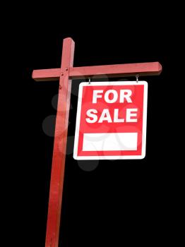 Realtor installed for sale sign for house or real estate isolated against transparent background