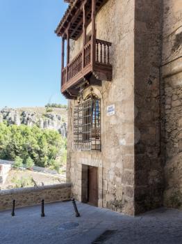 Casas Colgados hanging house in town of Cuenca in Castilla-La Mancha, Spain, Europe