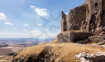 The hilltop castle fortress and old convent of Calatrava La Nueva near Ciudad Real, Castilla La Mancha, Spain